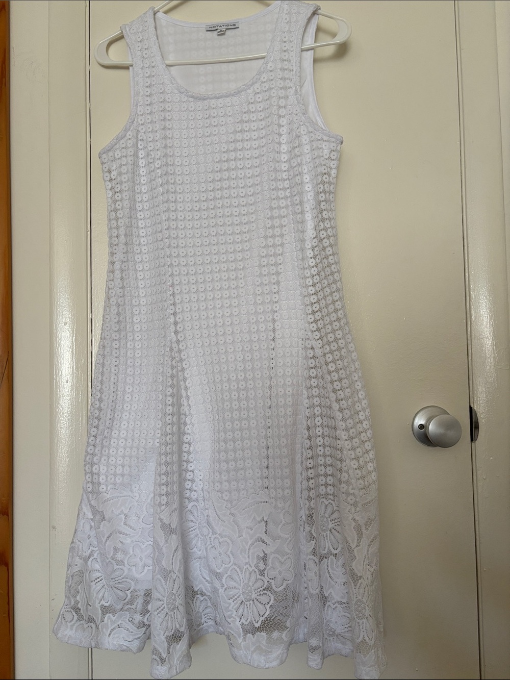 Notations White Eyelet & Floral Lace Midi Dress